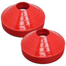 50 Red Disc Bright Cones Soccer Football Track Field Marking Coaching Pr... - £29.92 GBP