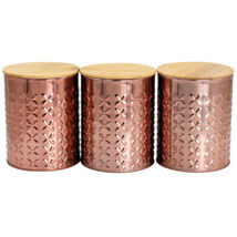 MegaChef 3 Piece Golden Kitchen Canister Set with Bamboo Lids in Rose Gold - $78.93
