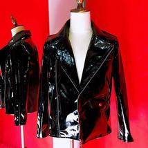 Punk Style Patent Leather Motorcycle Jacket - £108.34 GBP