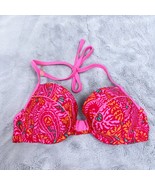 Aerie Swim Brooke Bikini Bra Top Pink Paisley Halter Strappy Underwire 36C - £15.58 GBP