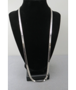 Monet Long Chain Necklace Silver Tone 26&quot; Designer Mirror Links Metal Ci... - $29.69