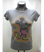 Mickey Mouse Grey Pink Yellow Dots Short Sleeve T-Shirt - Youth Size XL ... - $9.45