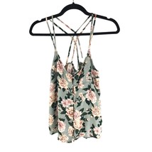 American Eagle Womens Strappy Tank Top Button Front Floral Green Pink S - £4.74 GBP