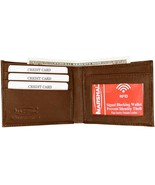 Brown Leather Bifold Wallet ID Credit Card Holder RFID Blocking Slim Style - $12.86