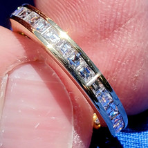 Earth mined Diamond French Carre Deco Wedding Band Eternity Anniversary Ring 18k - $141,458.94 MXN