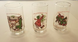 Set of 3 Holly Hobbie Christmas Collectable Vintage Coca Cola Glasses - £11.00 GBP