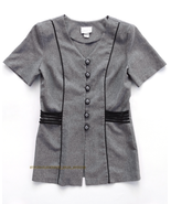 Vintage 80s 90s Erica Gray Black Stripes Shoulder Pad Jacket blazer slee... - £11.88 GBP