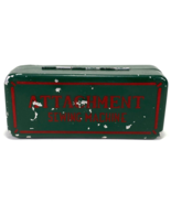 Sewing Machine Attachment Tin-Vintage Metal Box w/ Hinged Lid-Green-Empty - $13.10