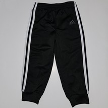 Adidas Black Track Pants Baby 24 Months Gray Logo 3 White Stripes - £11.78 GBP