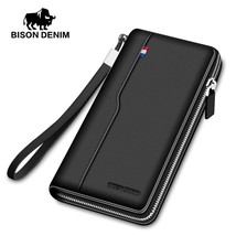  fashion brand men wallets genuine leather long zipper purse large capacity cred - £88.39 GBP