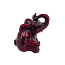 Red Resin Miniature Elephant Figurine - £10.09 GBP