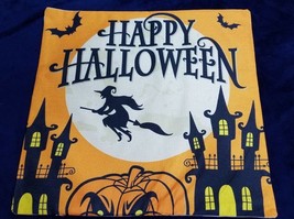 Happy Halloween Pillow Cover 17.5 In x 17.5 In Pumpkin WITCH HOUSE - £10.33 GBP