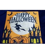 Happy Halloween Pillow Cover 17.5 In x 17.5 In Pumpkin WITCH HOUSE - £10.27 GBP