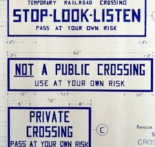 1966 Railroad Bangor Aroostook Crossing Sign Types Blueprint K7 Trains DWDD12 - £119.99 GBP