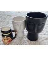 Glass Lot Planters Pots Lot &amp; Native American Indian Mug Black White - $545.74 MXN