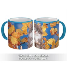 Cat : Gift Mug Cute Animal Kitten Funny Friend Leaves Fall - £12.70 GBP