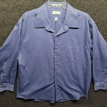 Van Heusen Men&#39;s 2XL Longsleeve Sateen Check Dress Shirt Blue 18.5, 34/35 - £10.83 GBP