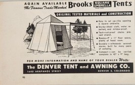 1949 Print Ad Brooks Square Umbrella Tents Denver Tent &amp; Awning Colorado - £7.80 GBP