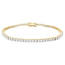 10.50 Ct Round Cut Real Moissanite Tennis Bracelet 7 Inches Yellow Gold Plated - £255.47 GBP