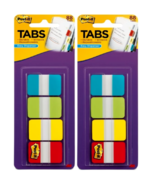 3M Post It Tabs, 1&quot; x 1.5&quot;, Aqua/Lime/Yellow/Red 2 Pack - £12.99 GBP