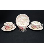 Johnson Brothers Rose Chintz Made in England 3 Flat Cups &amp; Saucers DSN I... - $73.69 CAD