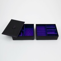 Bey-Berk BB620BLK Black Leather Stacked Jewelry Box with 2 Watch Pillows... - $54.95