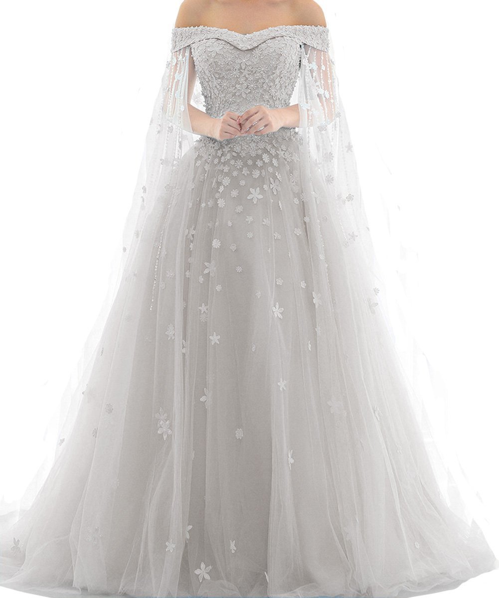 Kivary Off Shoulder Lace Beaded Long A Line Formal Prom Dresses Evening Gowns Si