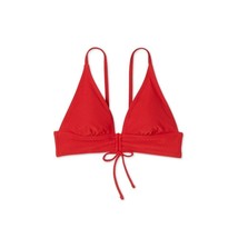Women&#39;s Shade &amp; Shore Longline Cinch Front Textured Bikini Top, Red, Size Medium - £4.69 GBP
