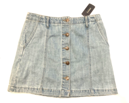 Forever 21 Skirt Womens 27 Blue Button Front Short Mini Light Denim Jean... - $14.73
