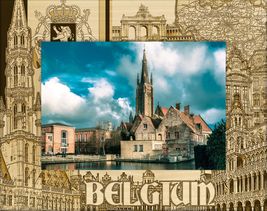 Belgium Laser Engraved Wood Picture Frame Landscape (3 x 5)  - £20.74 GBP