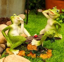 Ebros Garden Whimsical Frogs Sitting On Seesaw with Ladybug Statue 7.75&quot; L - €20,74 EUR