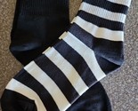 Two (2) Pair ~ 1-Solid Black &amp; 1-Striped Pattern ~ Tight Knit ~ Crew Soc... - $14.96