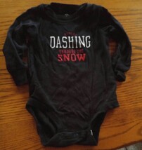 000 Cute Carter's 12 Month Ho HO HO Dashing Through The Snow Black One Piece - $4.99