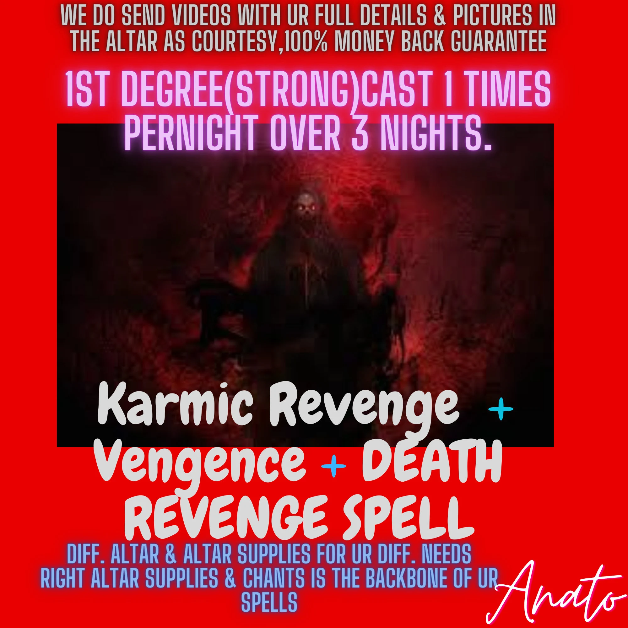 Bad Luck Revenge Karmic Revenge Spell  Curse Your Enemy Spell, - $600.00