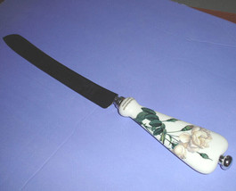 Smithsonian Collection White Rose Cake Knife Porcelain/Stainless by Goeb... - $21.90