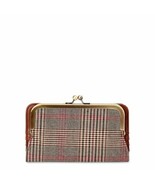 Time And Tru Women&#39;s Kisslock Bi-Fold Wallet Brown Plaid Color Credit Ca... - £10.69 GBP