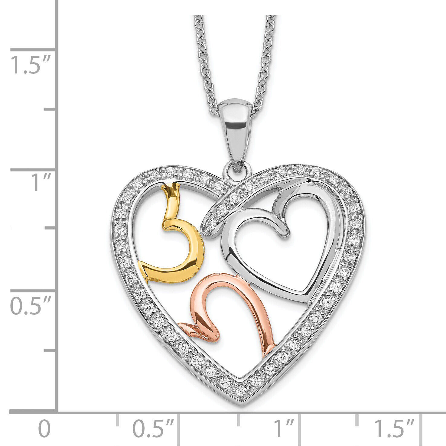 Sentimental Expressions Silver Rhodium Rose and Gold-plated CZ The Bond of Love Item image 3