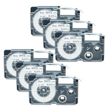 6PK Black on White Tape XR-9WE XR9WE Cartridge for Casio EZ Label Printe... - £23.64 GBP