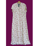 LRL Ralph Lauren 100% Silk Maxi Dress Pink Rosebuds Roses Size 14 Cottag... - $71.25