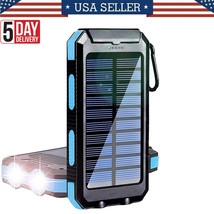 20000Mah Solar Power Bank Portable External Battery Dual Led Usb Mobile Charger - £34.59 GBP