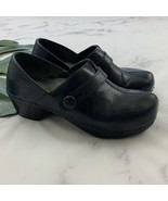 Dansko Womens Clogs Size 37 Black Leather Comfort Button Trim Chunky  - $722.65 MXN