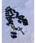 Midnight Devotion – 8mm Black Glass Rosary with Holy Family Centerpiece ... - $29.69