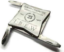 Money Clip IBEW 25 Year Local Union 1359 Square 2 Knife File Stainless J... - £39.56 GBP