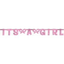 It's A Girl Banner Hanging Baby Shower Decorations Party Supplies Pink 5 Ft NEW - $4.25