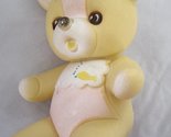  Vintage Vinyl Rubber Teddy Bear Toy Tan and Pink with Fish Accent - $16.99
