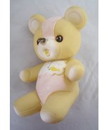  Vintage Vinyl Rubber Teddy Bear Toy Tan and Pink with Fish Accent - £13.36 GBP