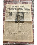 The Sharon Herald Newspaper Pa April 13, 1945 Roosevelt’s Death Truman P... - $12.82