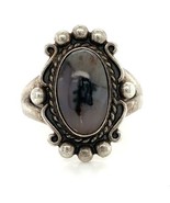 Vintage Signed Sterling Navajo Oval Hematite Stone File works Ring Band ... - €41,26 EUR