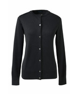 Lands End  Women&#39;s LS Supima Crew Cardigan Sweater Black New - $662.30 MXN
