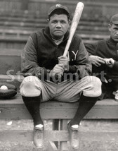 Babe Ruth NY New York Yankee MLB Baseball Photo 11&quot;x14&quot; Print Sitting on Bench - £20.09 GBP